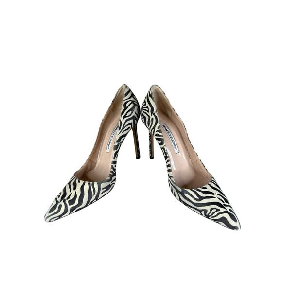 Manolo Blahnik Zebra Print Pony Hair Heels 36.5 | Exotic Statement Pumps - Picture 10 of 10